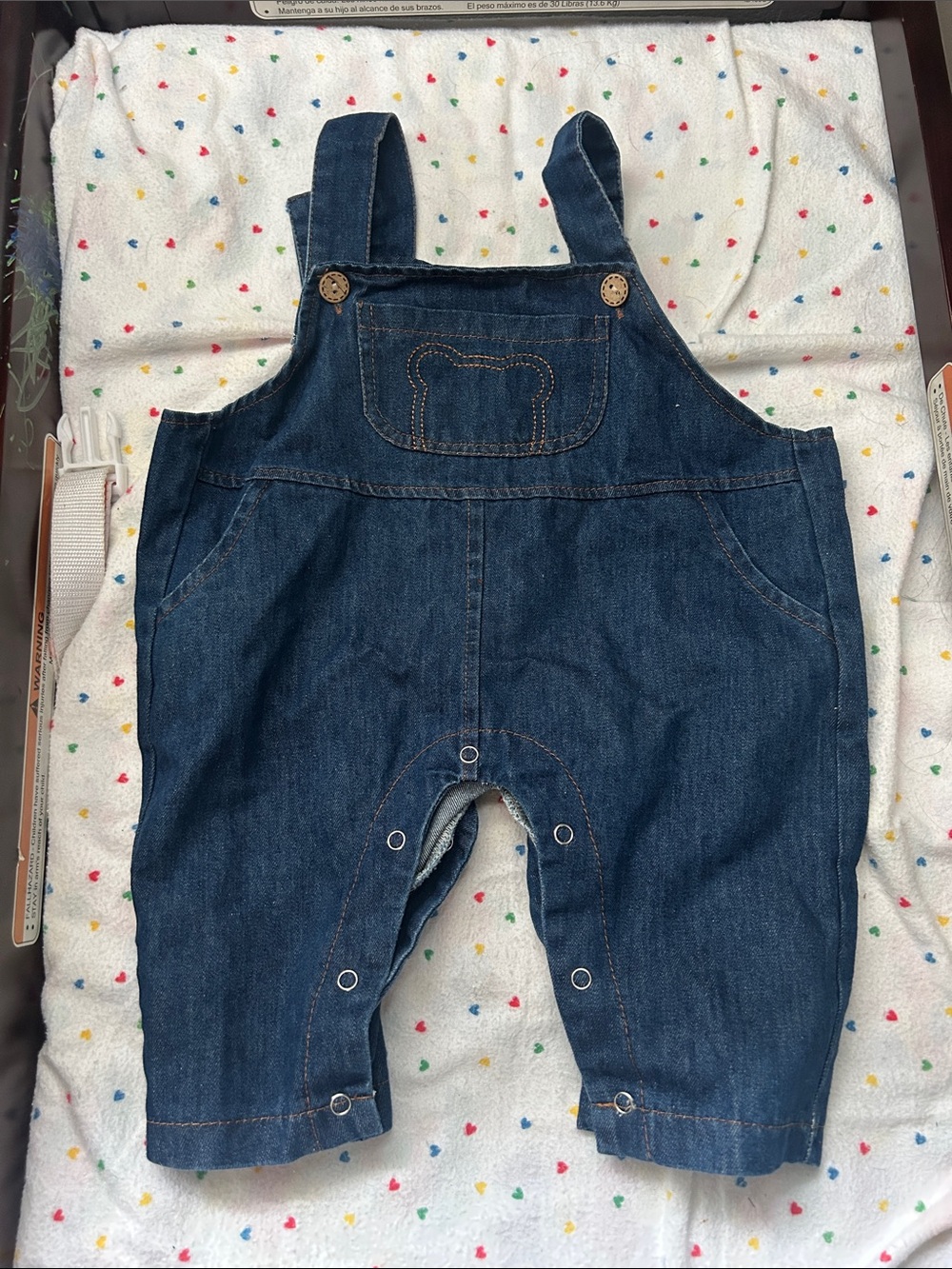 Denim Baby Overalls with bear stitching 🧵
